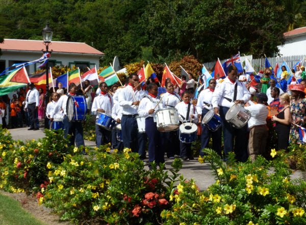 The drum band introduced the Flag parade