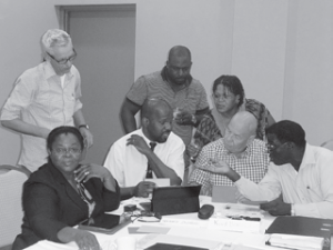 Statia’s disaster team working on an exercise during the workshop.